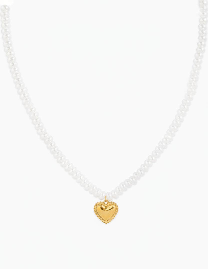 Stainless Ball Heart Pearl Necklace
