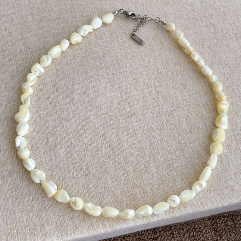 Iridescent Mother-of-Pearl Shell Nugget Necklaces