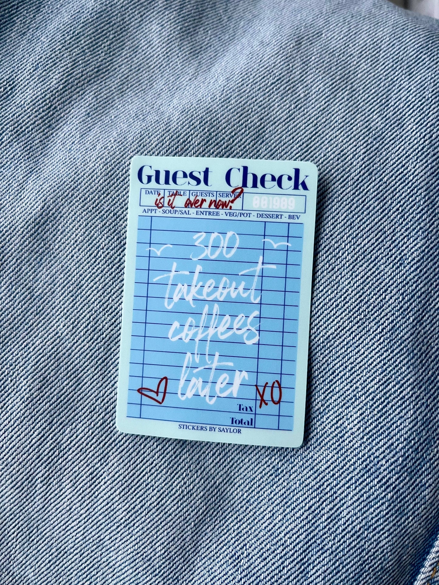 300 Coffees Inspired Guest Check Sticker
