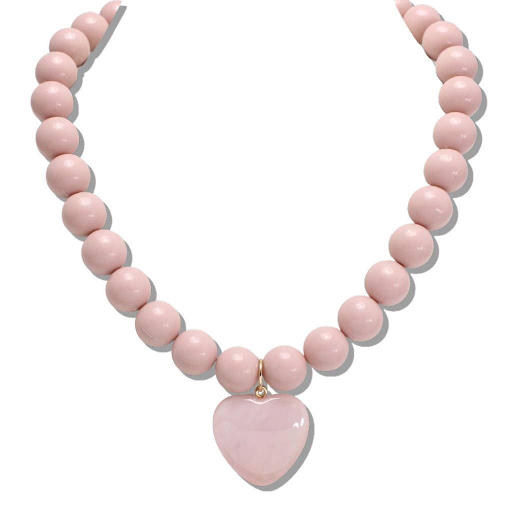 HEART CHARM BEADED NECKLACE