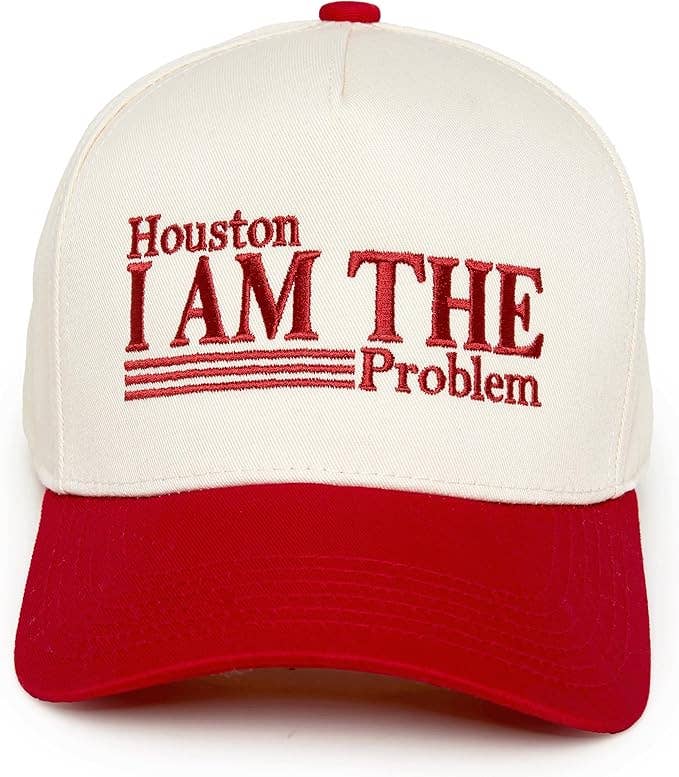 Two Tone Cap -  Houston I am The Problem - Beige/Red