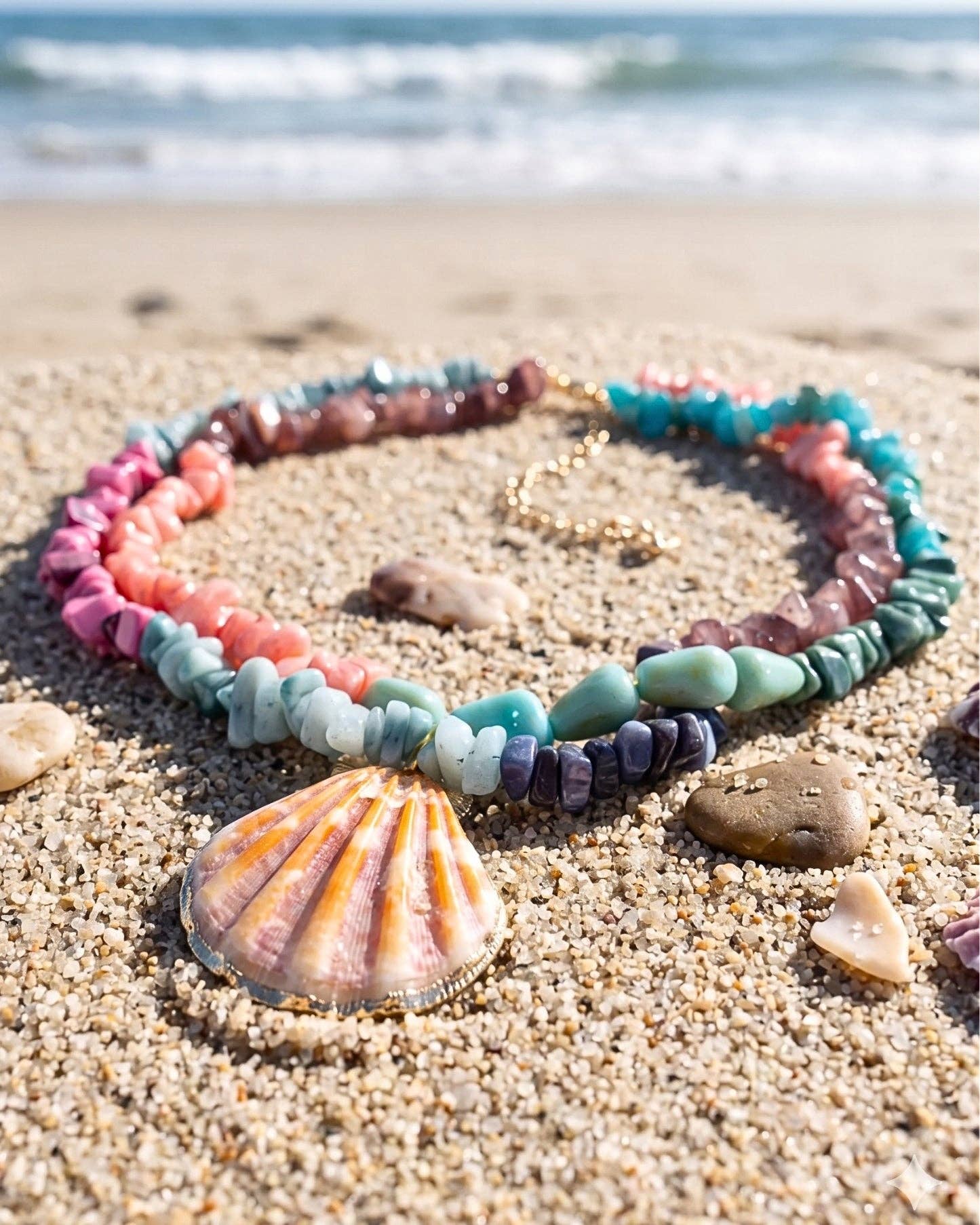 Coral Mirage Shell Pendant Necklace