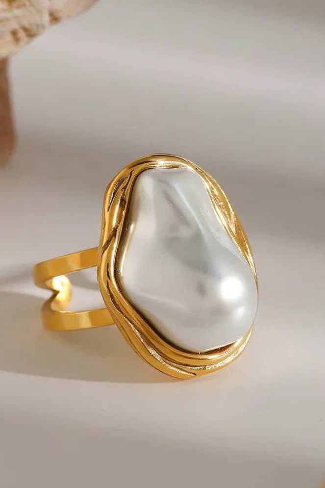 18k Stainless Steel Tarnish Free Pearl Ring