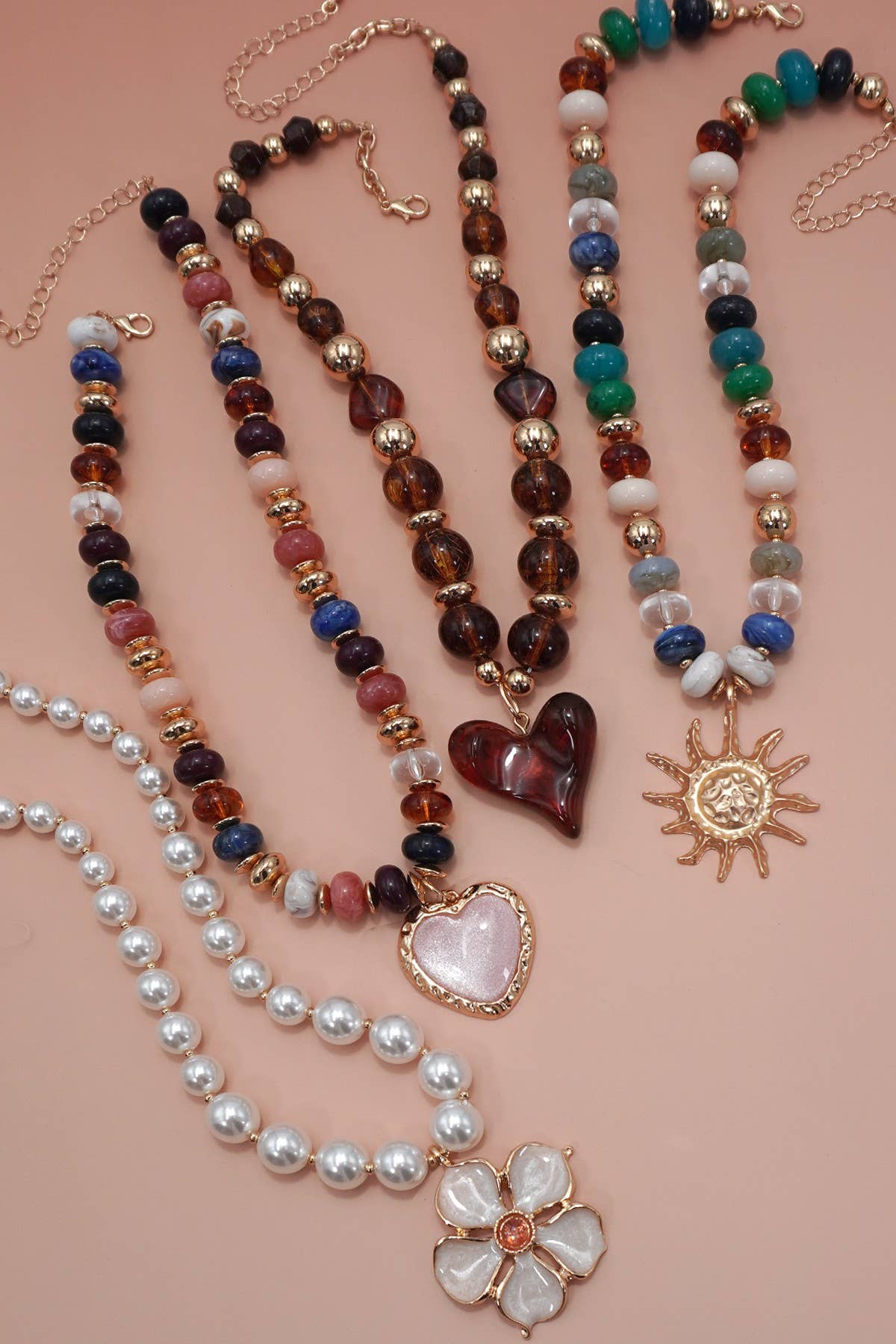 Handmade Chunky Beaded Charm Necklace