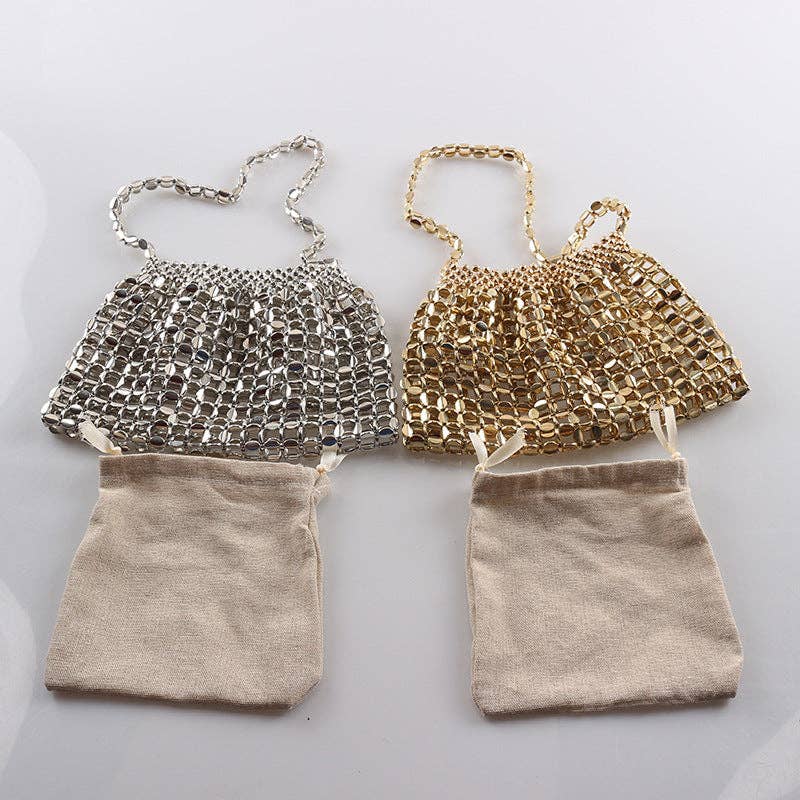 Simple Hollow Out Handmade Beaded Handbag
