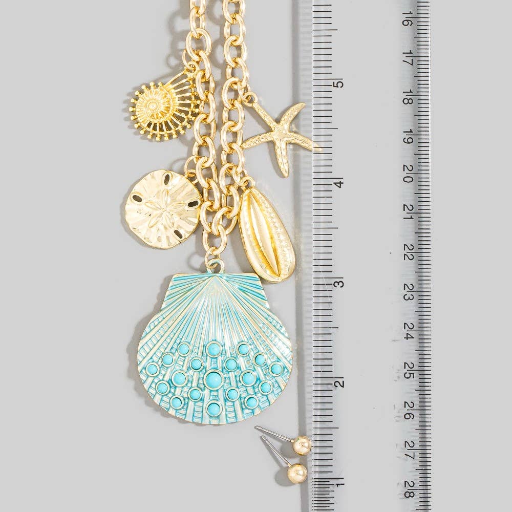 Assorted Sealife Seashell Charms Necklace Set