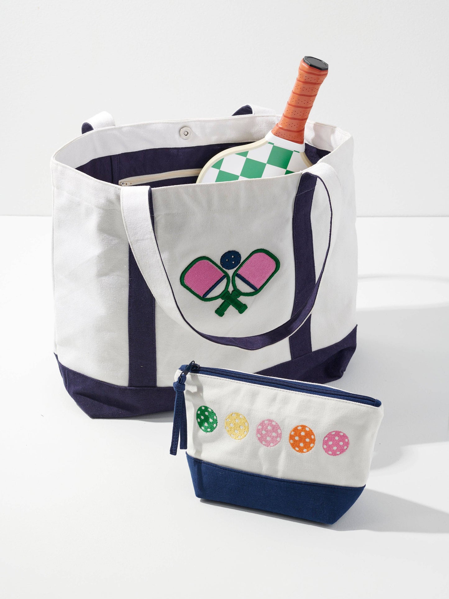 PICKLEBALLS ZIP POUCH, IVORY