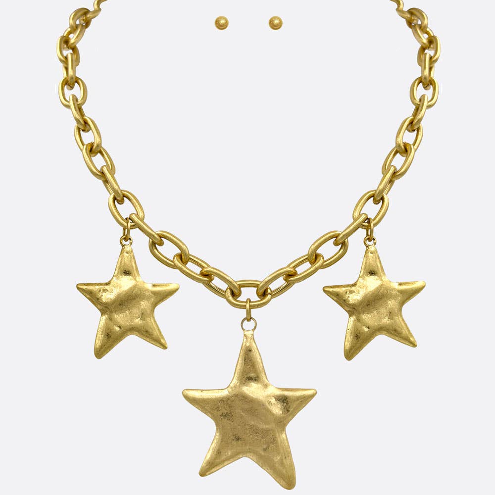 TRIPLE STAR PENDANT NECKLACE