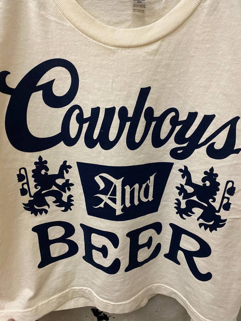 Cowboys and Beer logo Boxy Midriff Muscle top