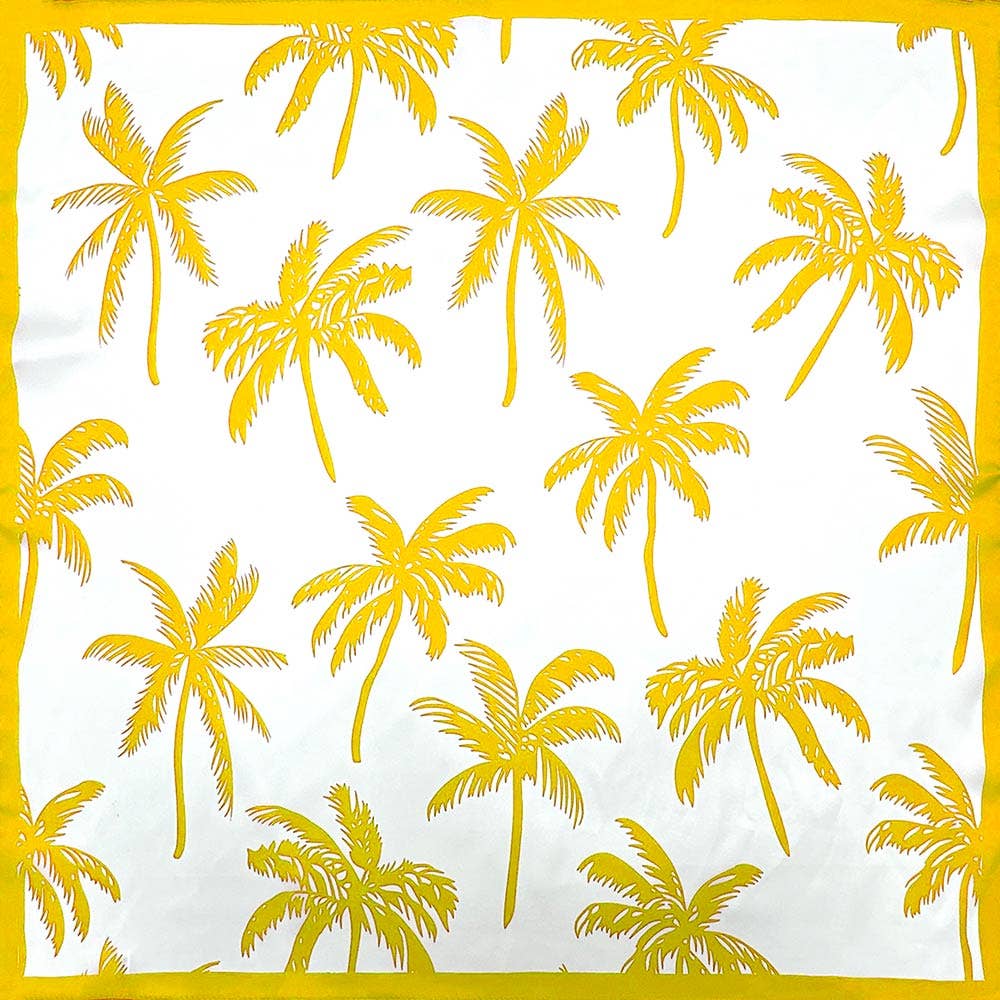 Palm Tree Pattern Printed Square Silky Satin Bandana Scarf