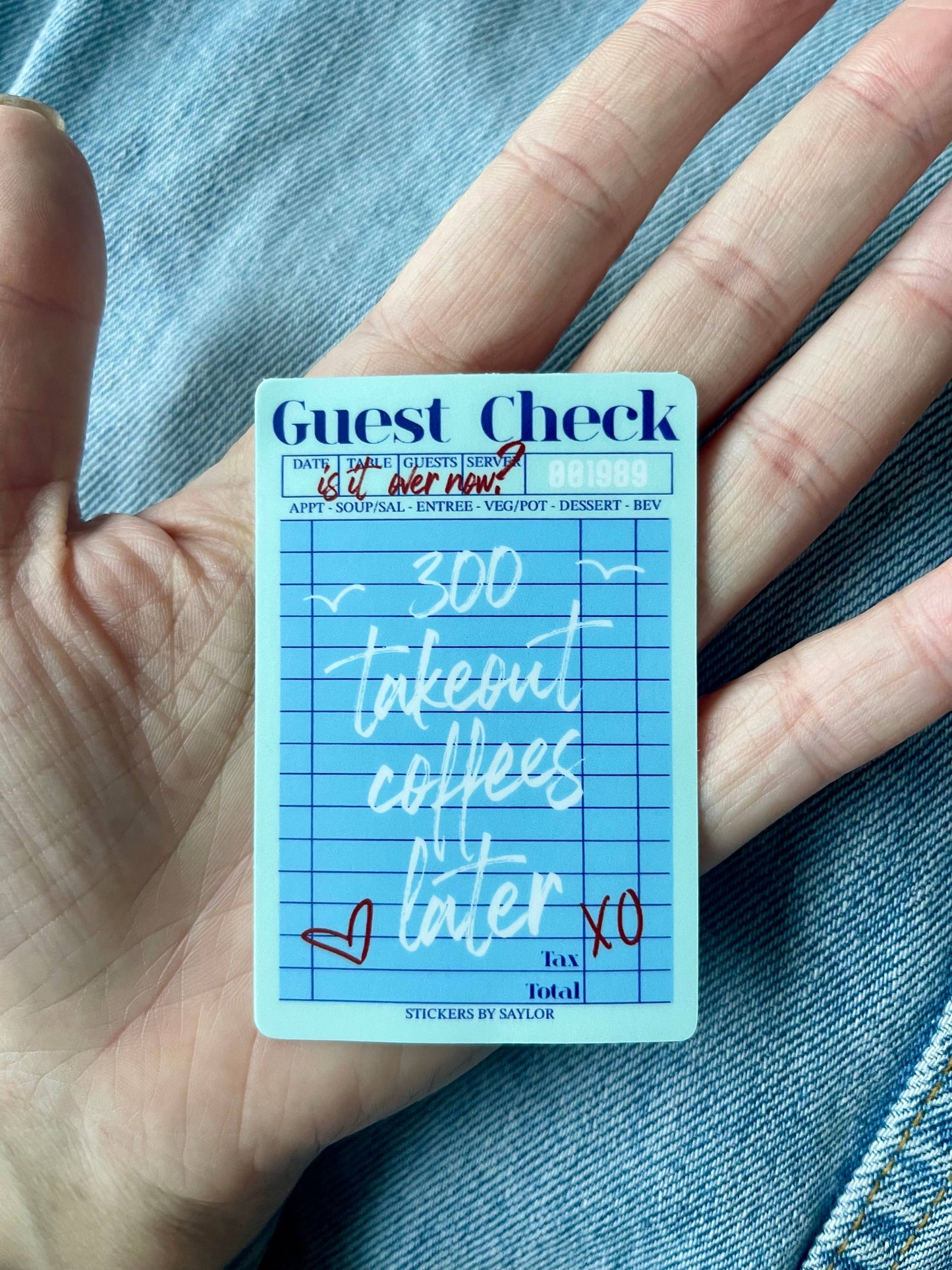 300 Coffees Inspired Guest Check Sticker
