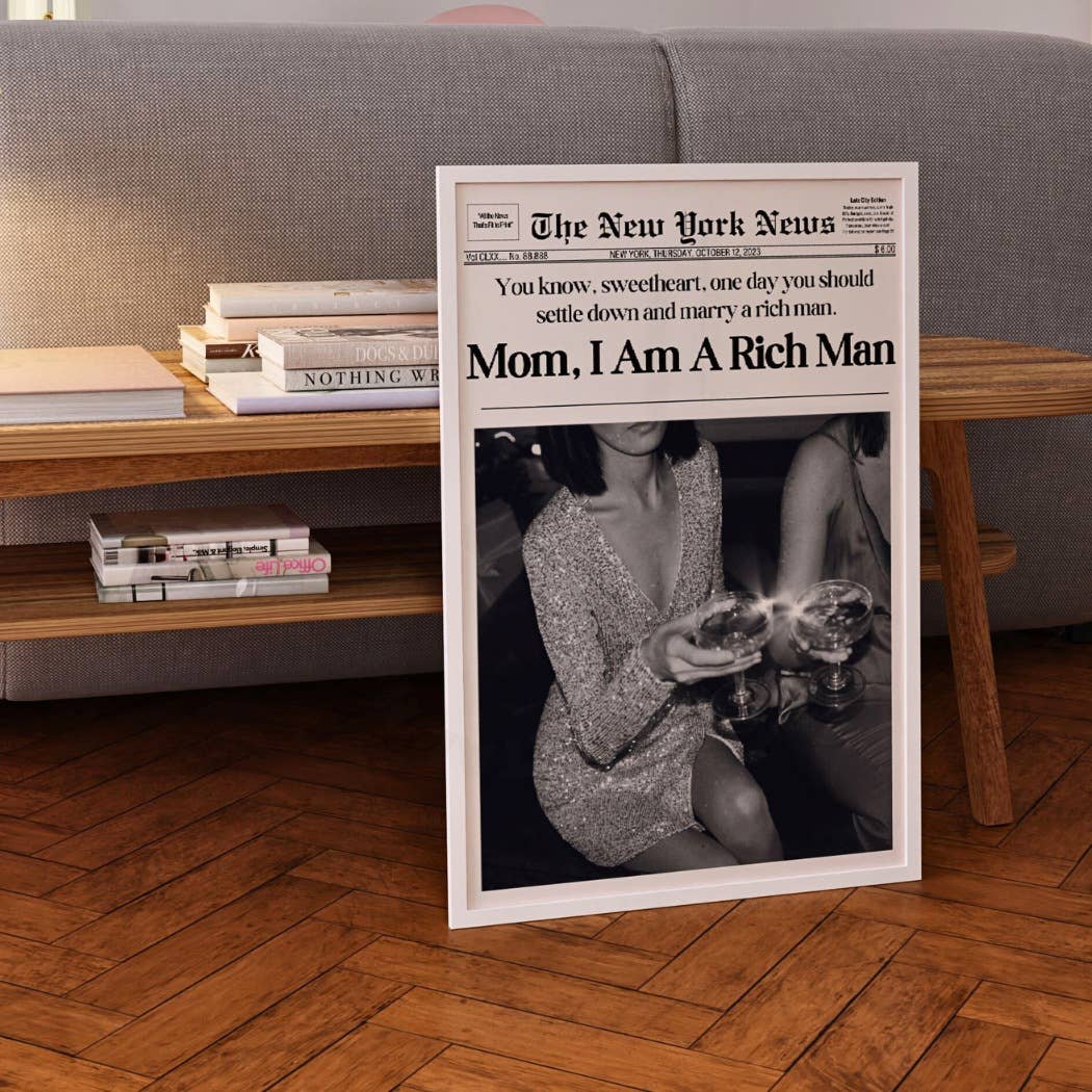 Mom I Am A Rich Man Retro Newspaper Wall Art Prints