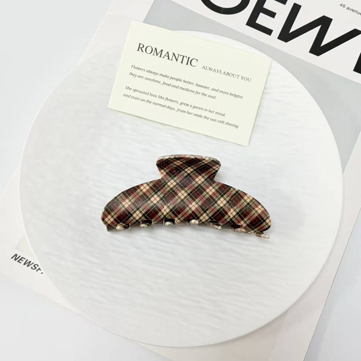 Vintage Plaid Pattern Hair Claw Clip