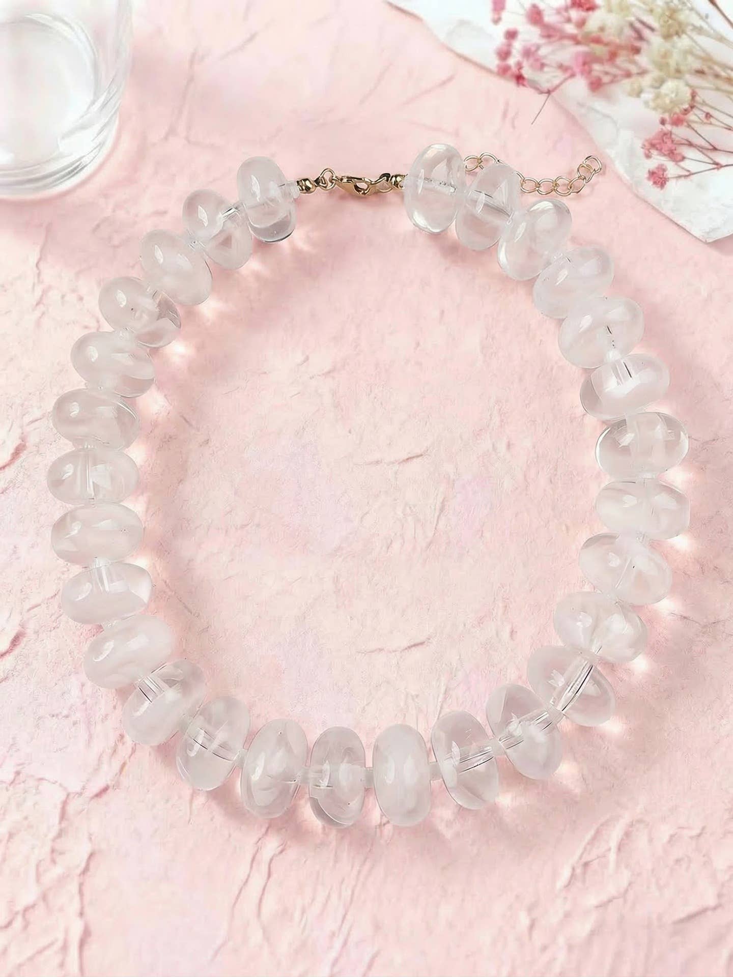 Flat Beaded Necklace Chunky Disc Choker Statement Jewelry