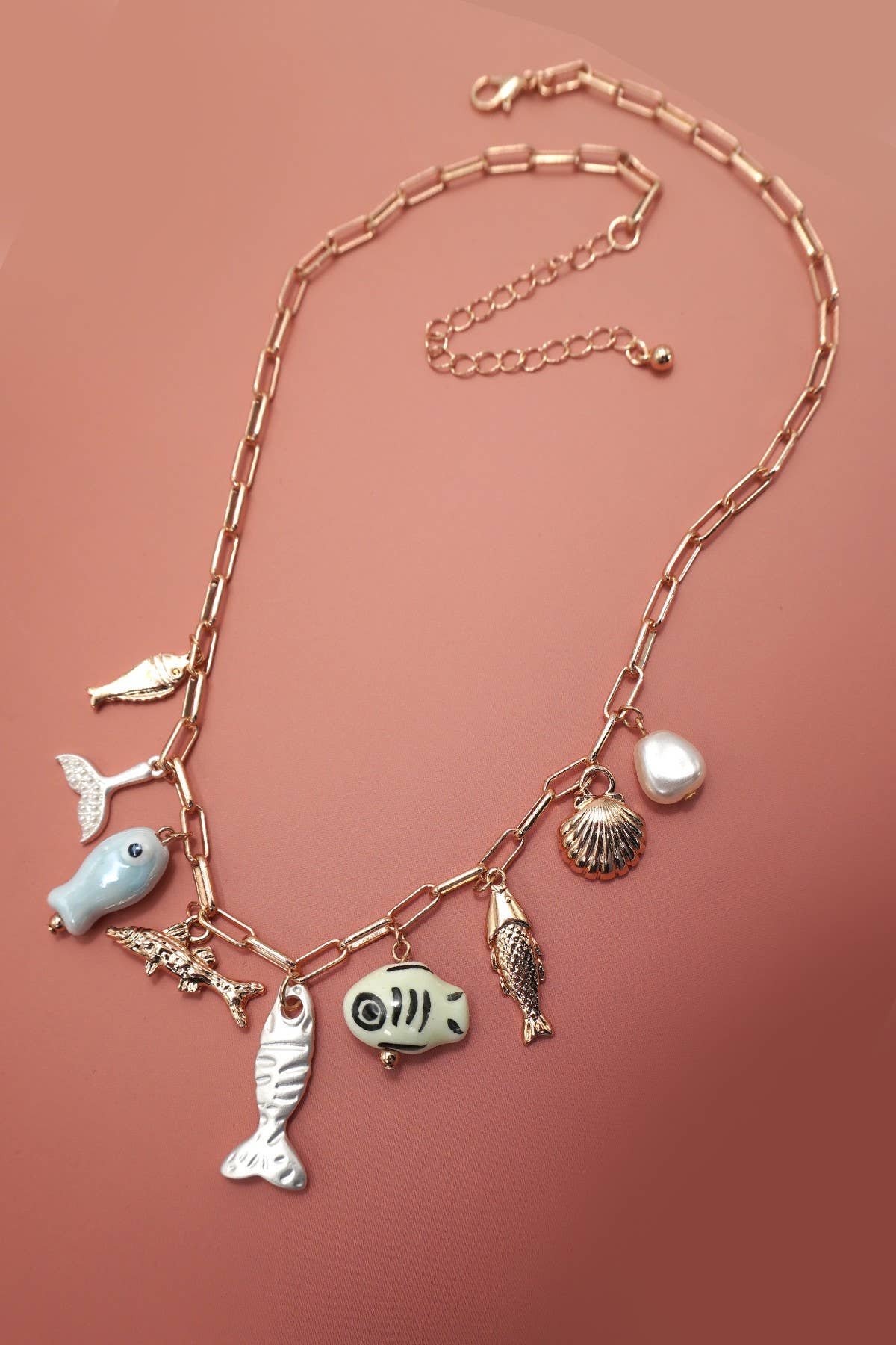 Fish & Seashell Charm Necklace