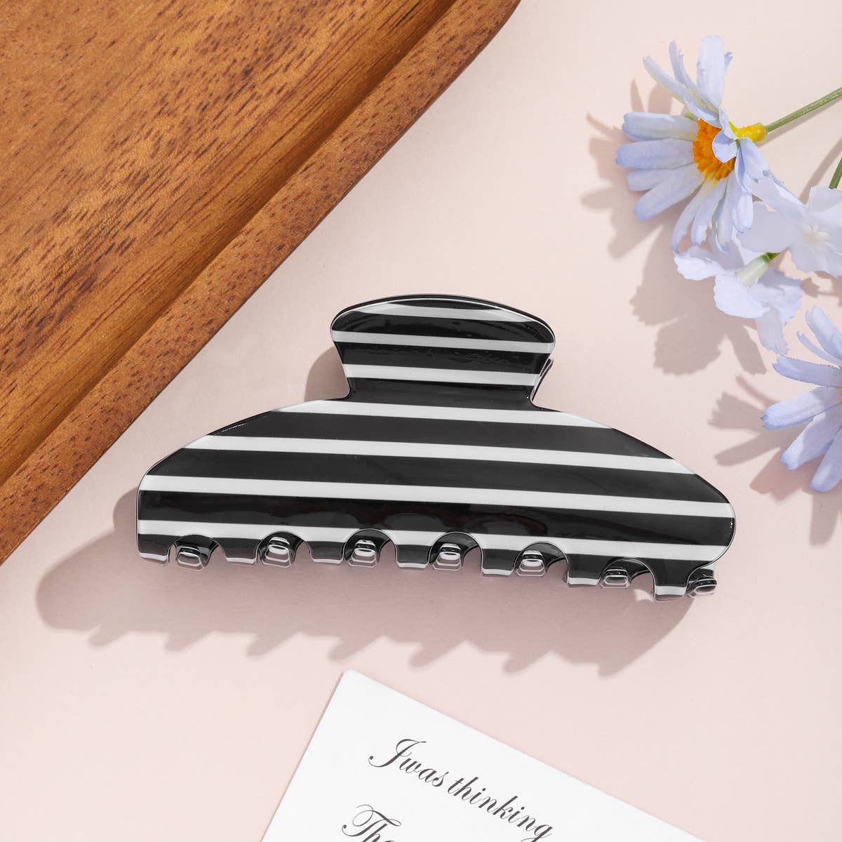 Black & White Horizontal Stripe Hair Claw Clip