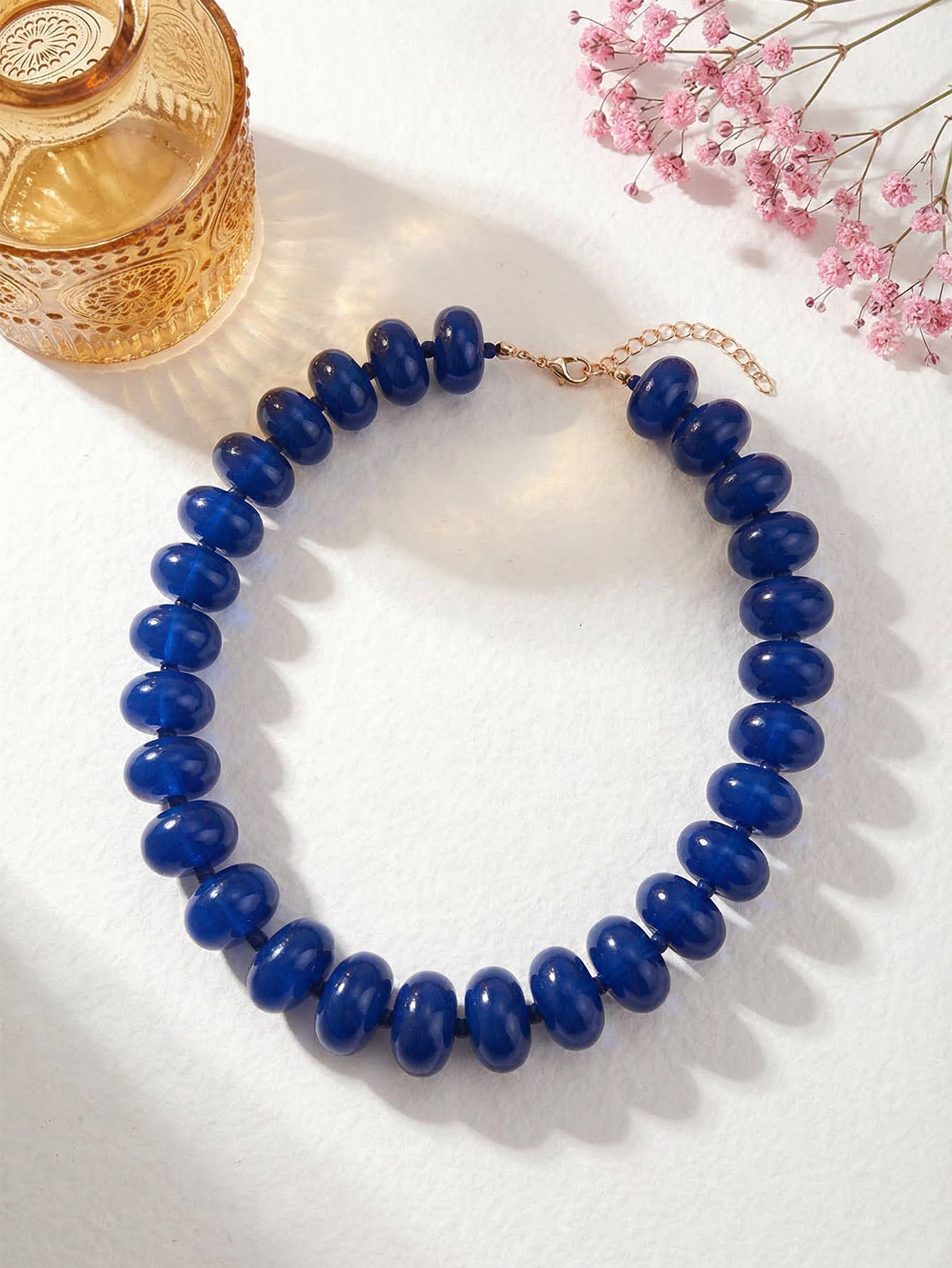 Flat Beaded Necklace Chunky Disc Choker Statement Jewelry