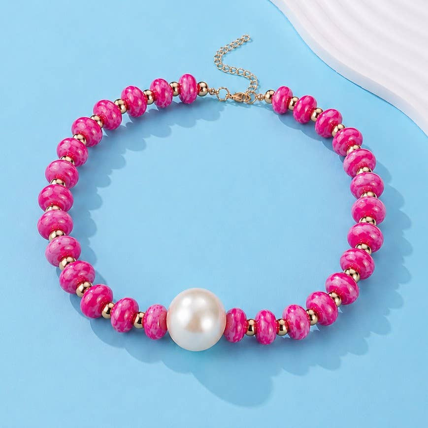 Pearl Pendant Resin Beaded Necklaces