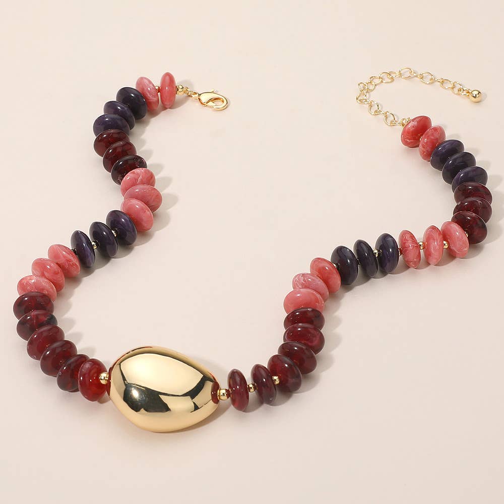 Chunky Pebble Resin Beaded Statement Necklace