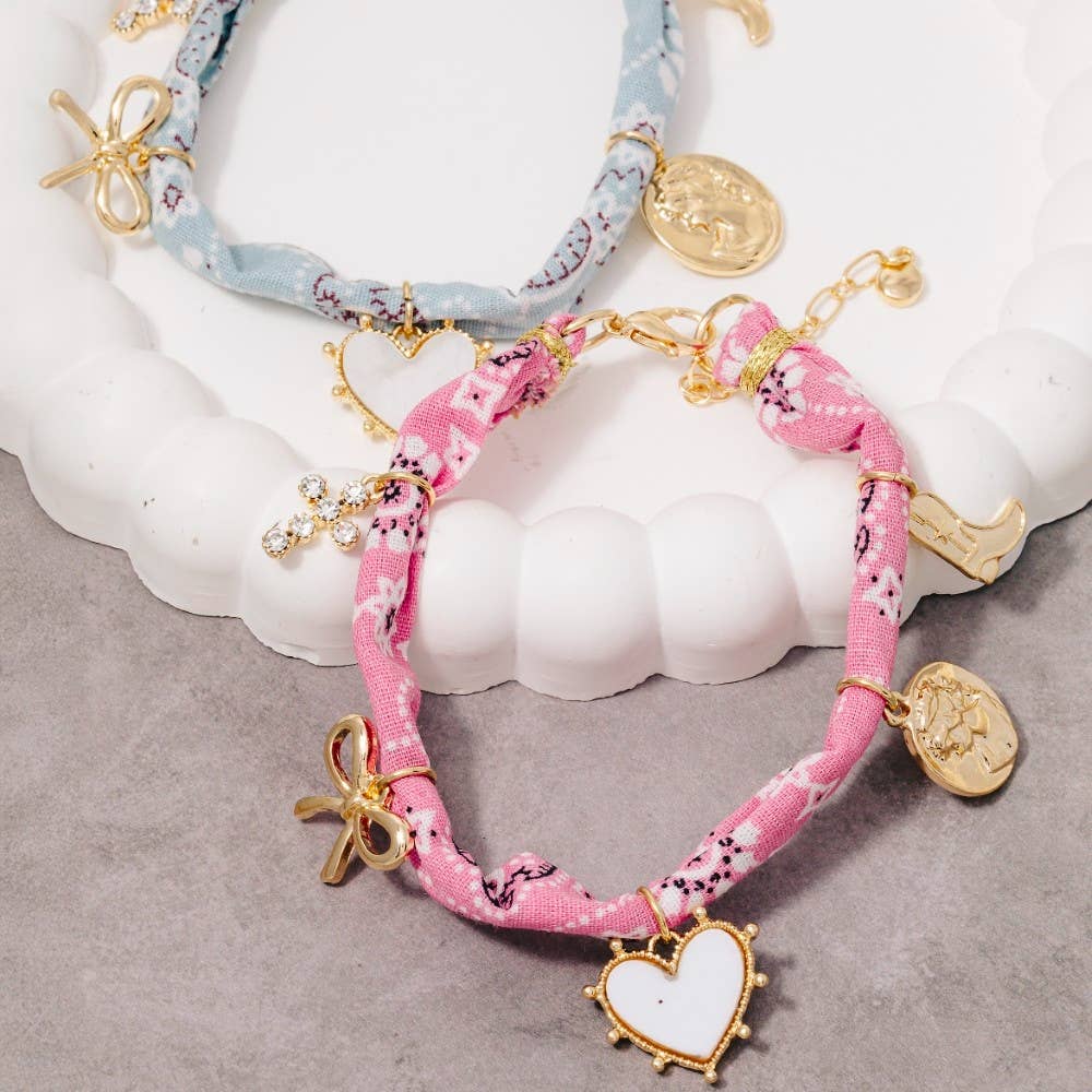 Assorted Charms Paisley Bandana Bracelet