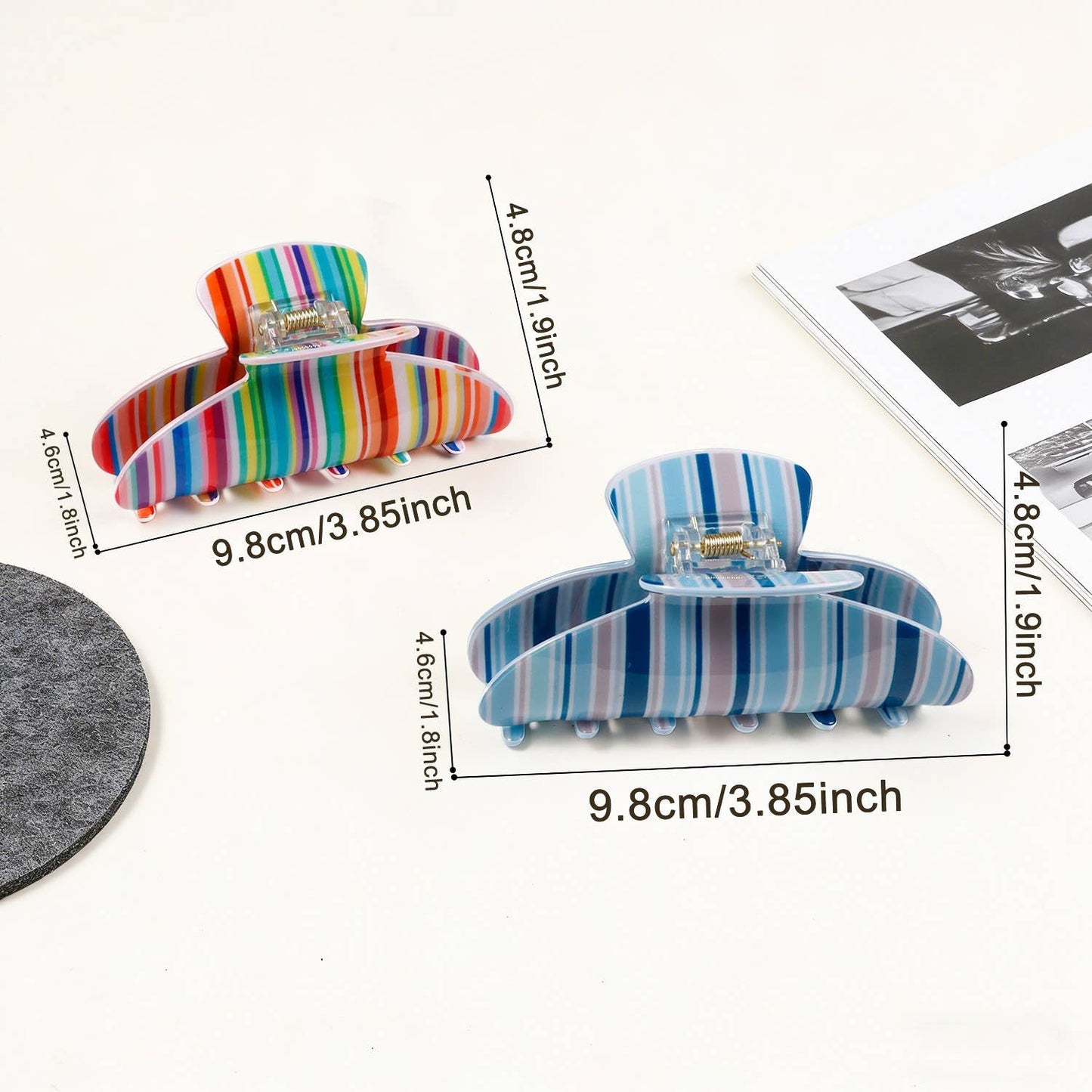 Colorful Vertical Stripe Pattern Hair Claw Clip