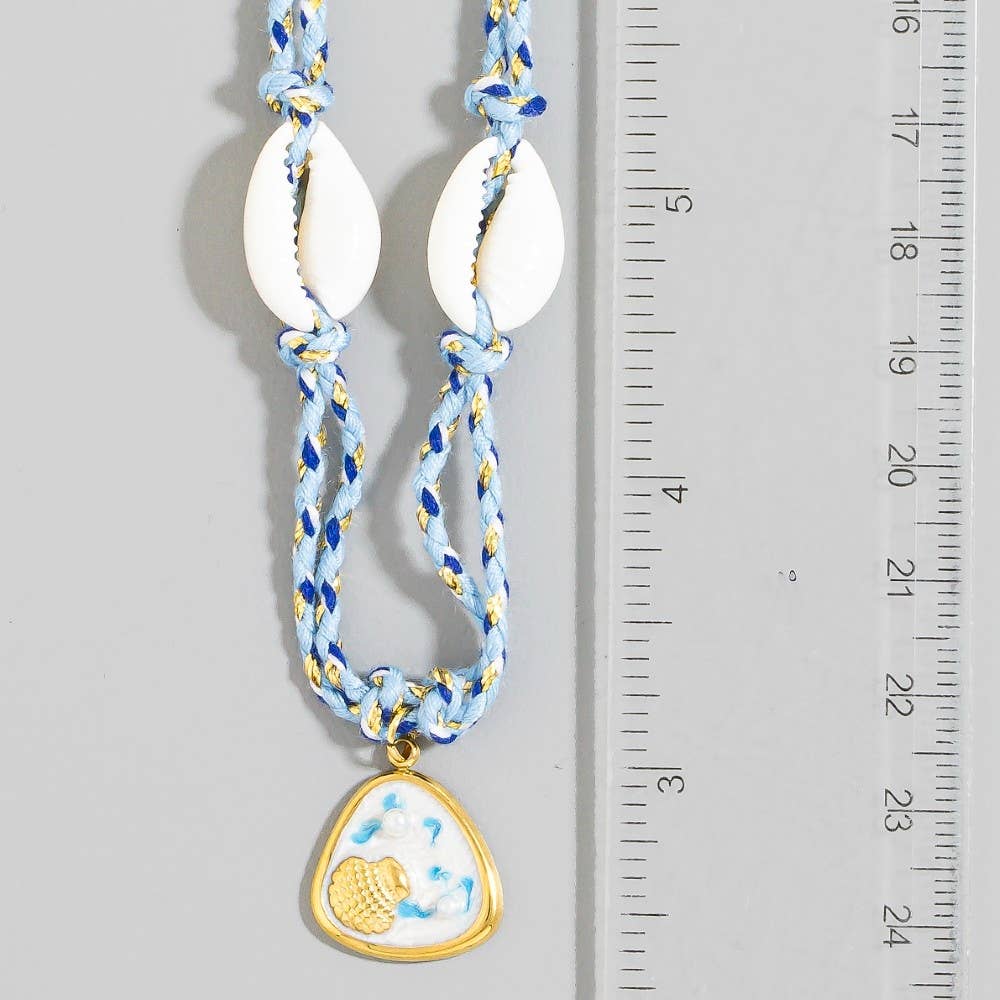 Stainless Steel Sea Life Coin And Puka Shell Charms Braided