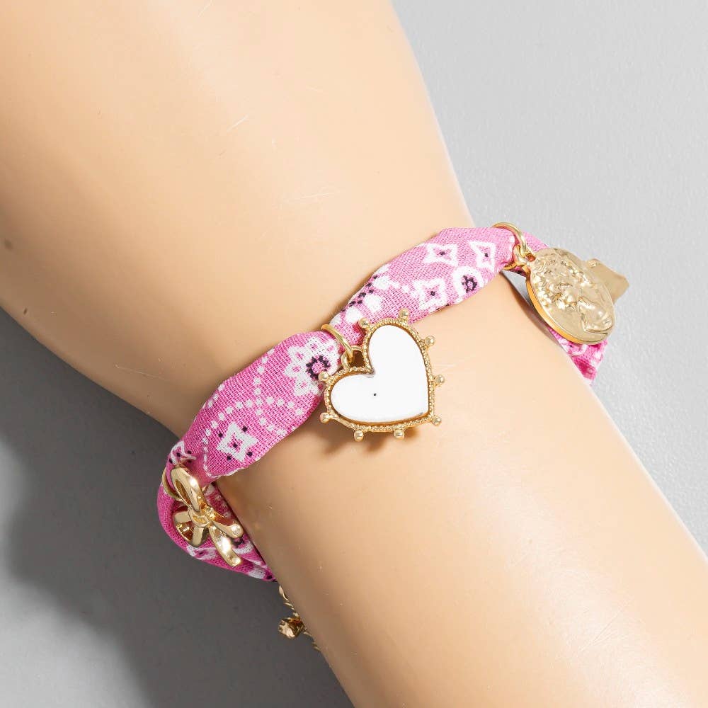 Assorted Charms Paisley Bandana Bracelet