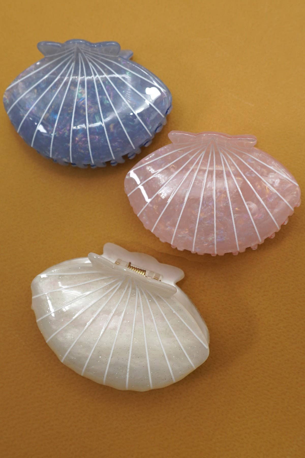 Jumbo Pink PVC Seashell Claw Clip