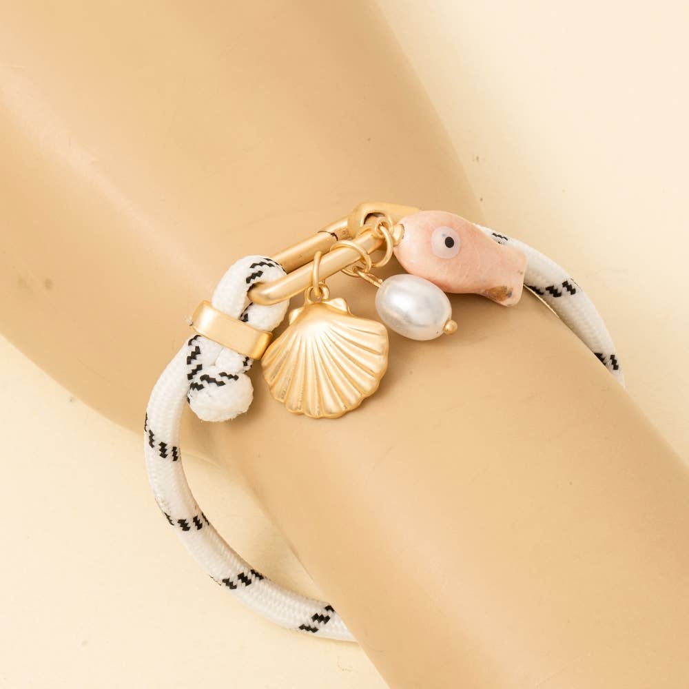 Sea Life Charms White Bungee Cord Bracelet