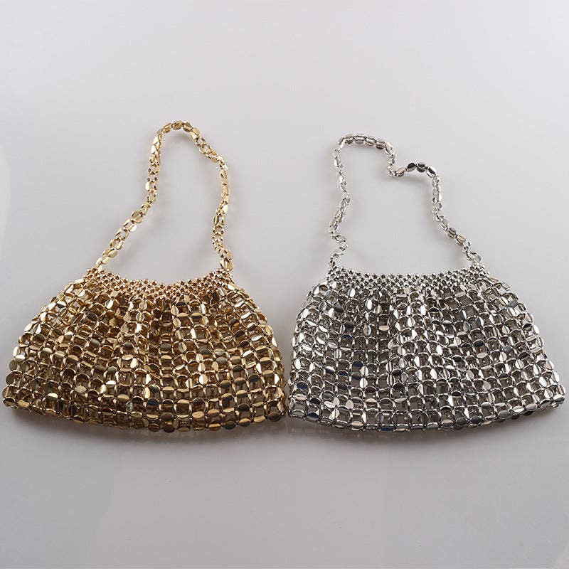 Simple Hollow Out Handmade Beaded Handbag
