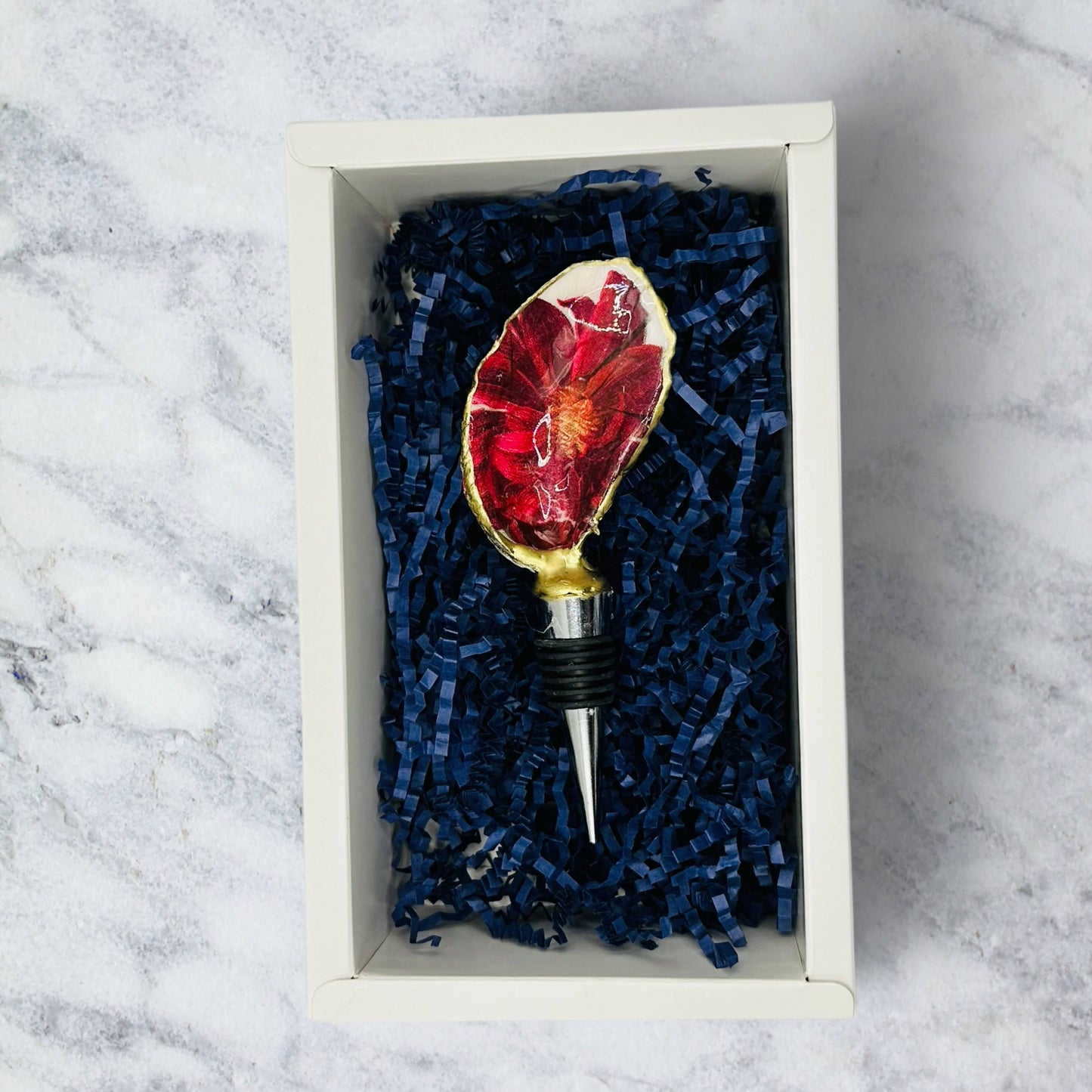 Vintage Red Dahlia Wine Stopper