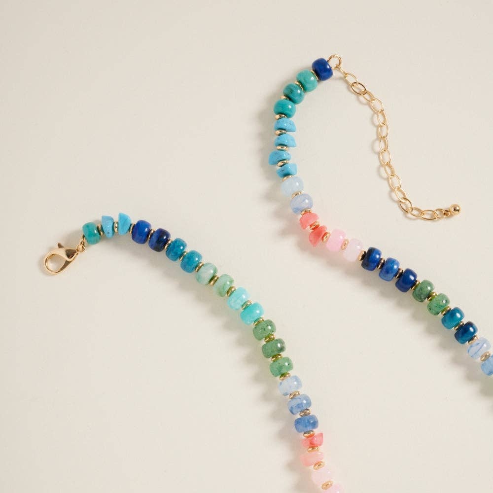 17Inch Mixed Marbled Ombre Beaded Pendant Necklace