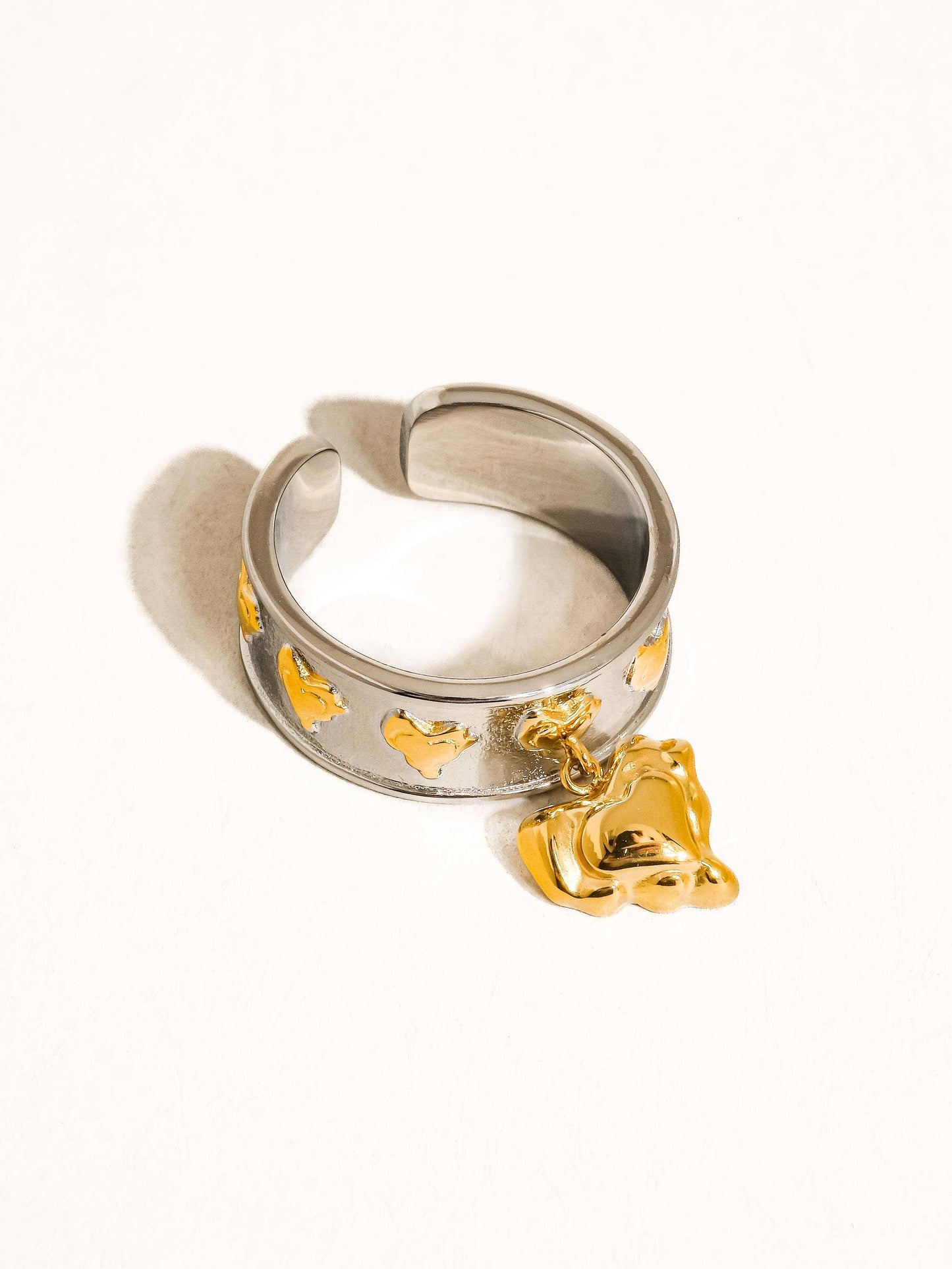 Alexia 18K Gold Non-Tarnish Multi Heart Dangle Ring