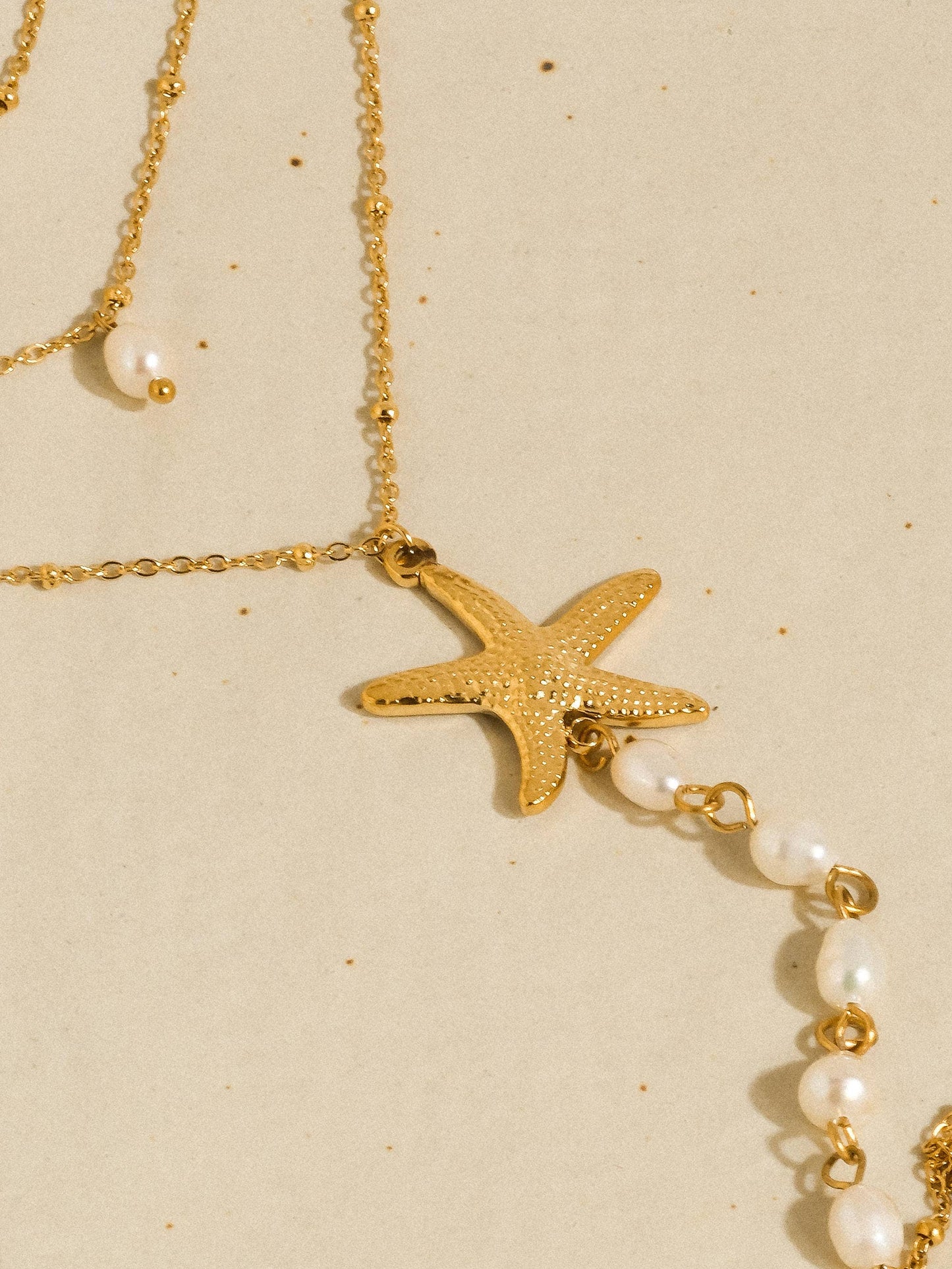 Santorin 18K Gold Non-Tarnish Star & Pearl Layered Necklace