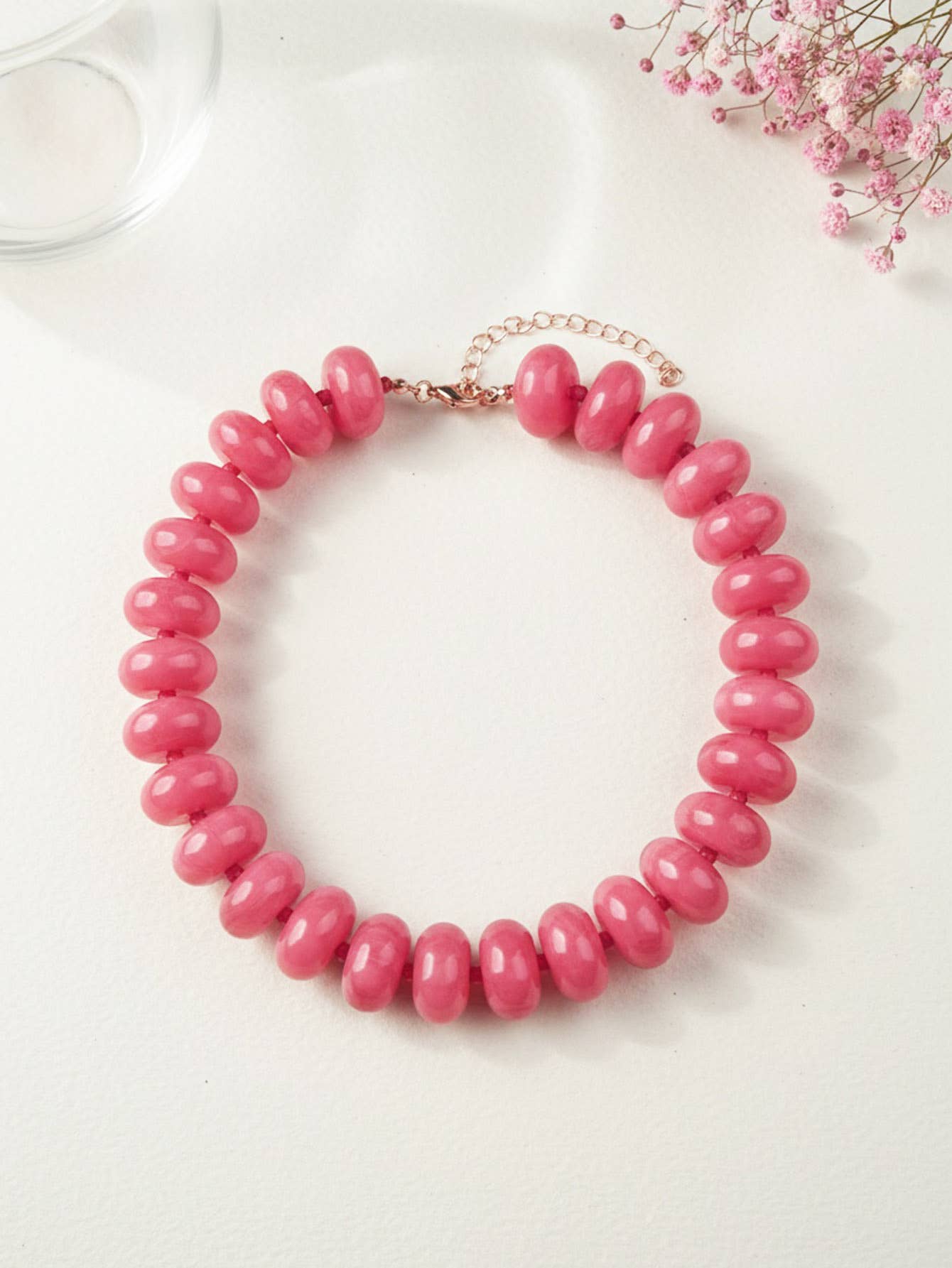 Flat Beaded Necklace Chunky Disc Choker Statement Jewelry