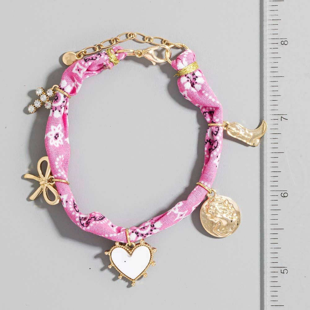 Assorted Charms Paisley Bandana Bracelet
