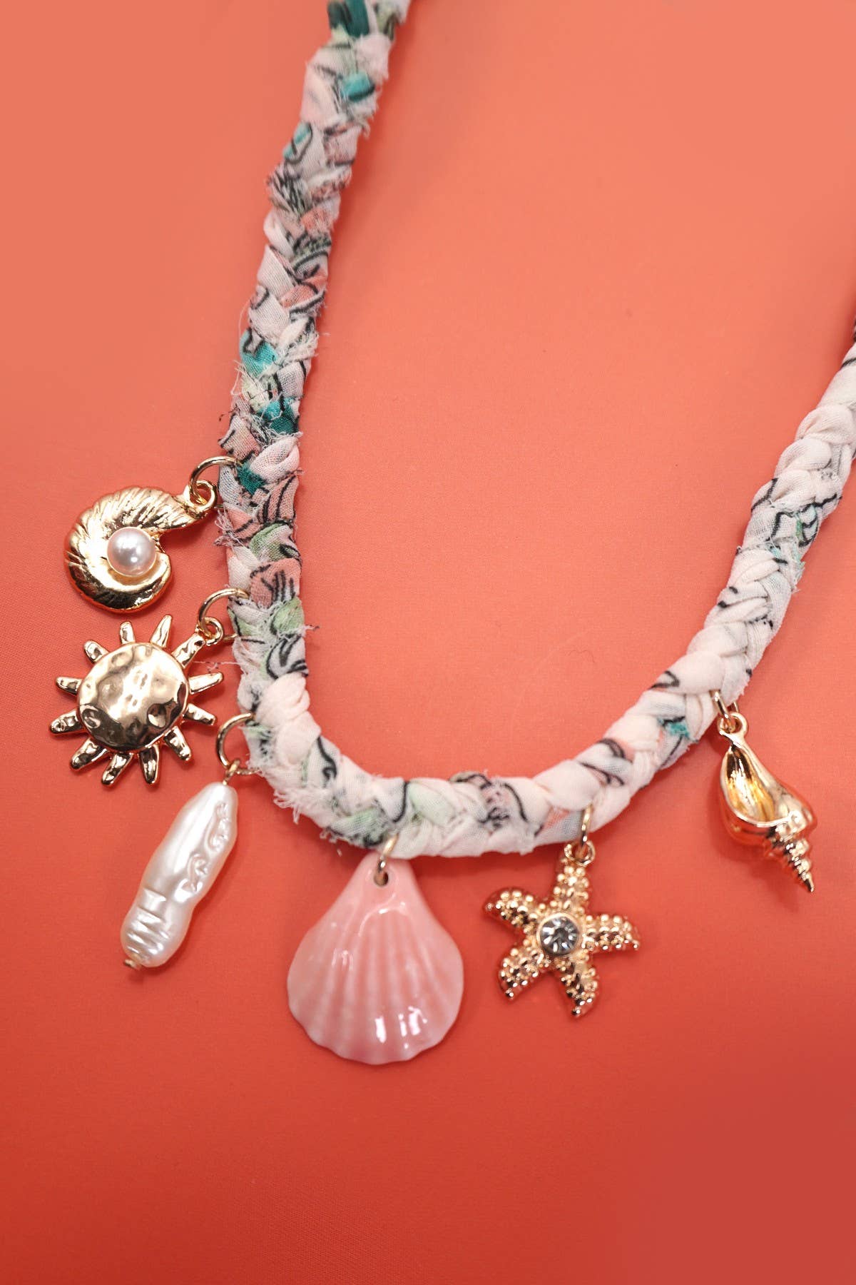 Starfish Sea Shell Scarf Charm Necklace