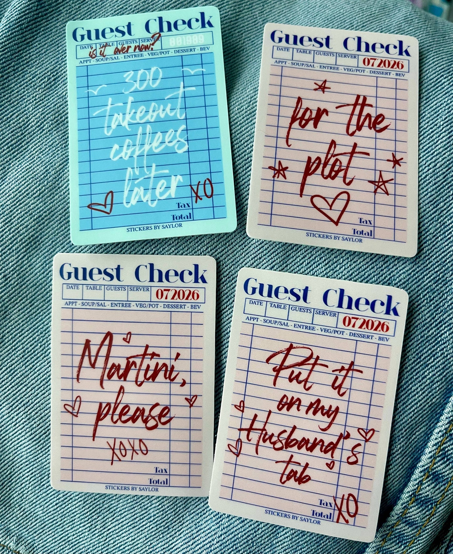 Put it on My Husband’s Tab Guest Check Pink Vinyl Sticker
