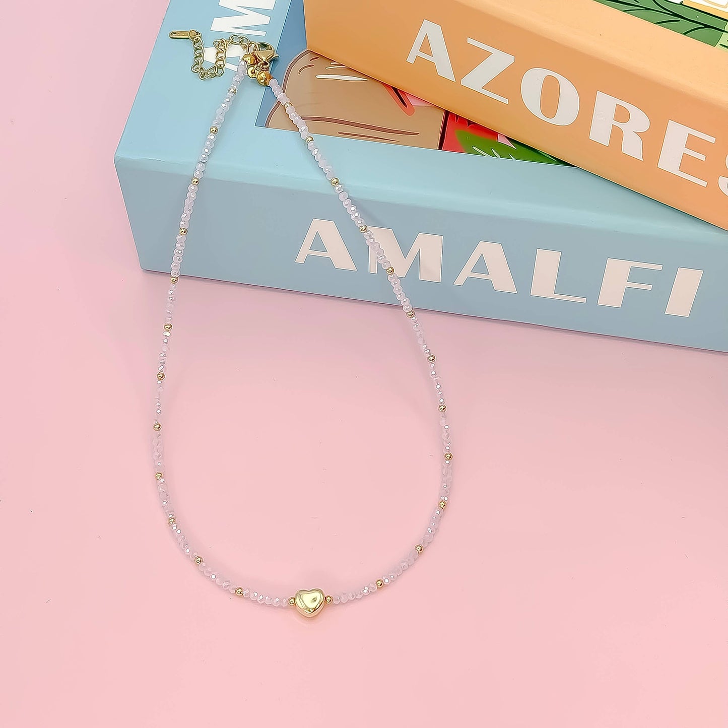  Tiny Gold Heartbeat Necklace 