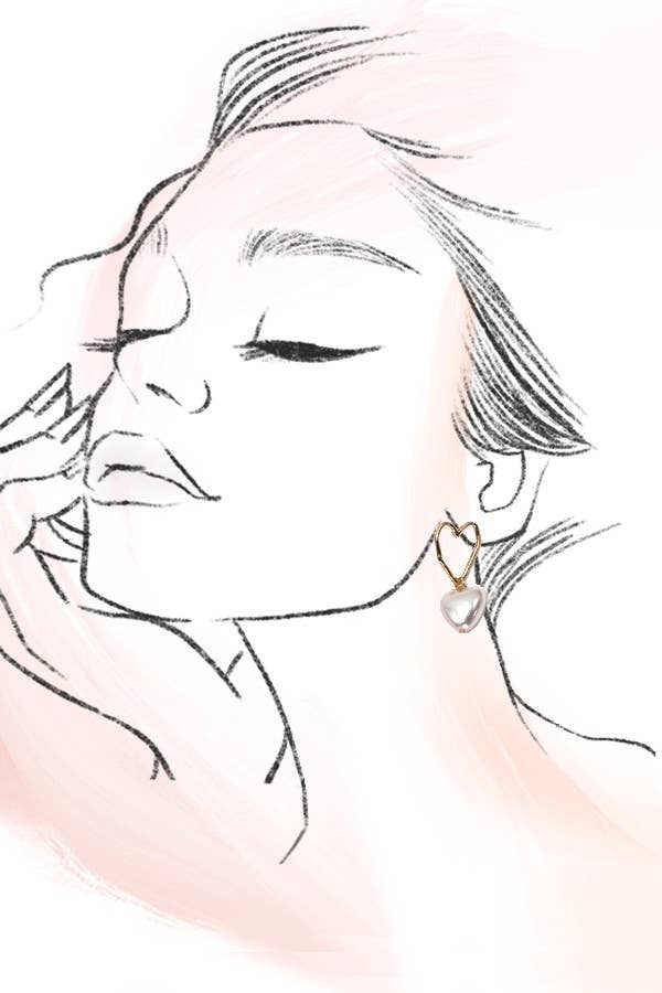 Hammer Heart Pearl Drop Earrings