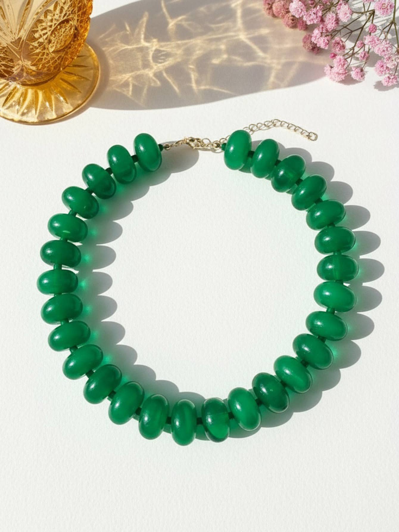 Flat Beaded Necklace Chunky Disc Choker Statement Jewelry