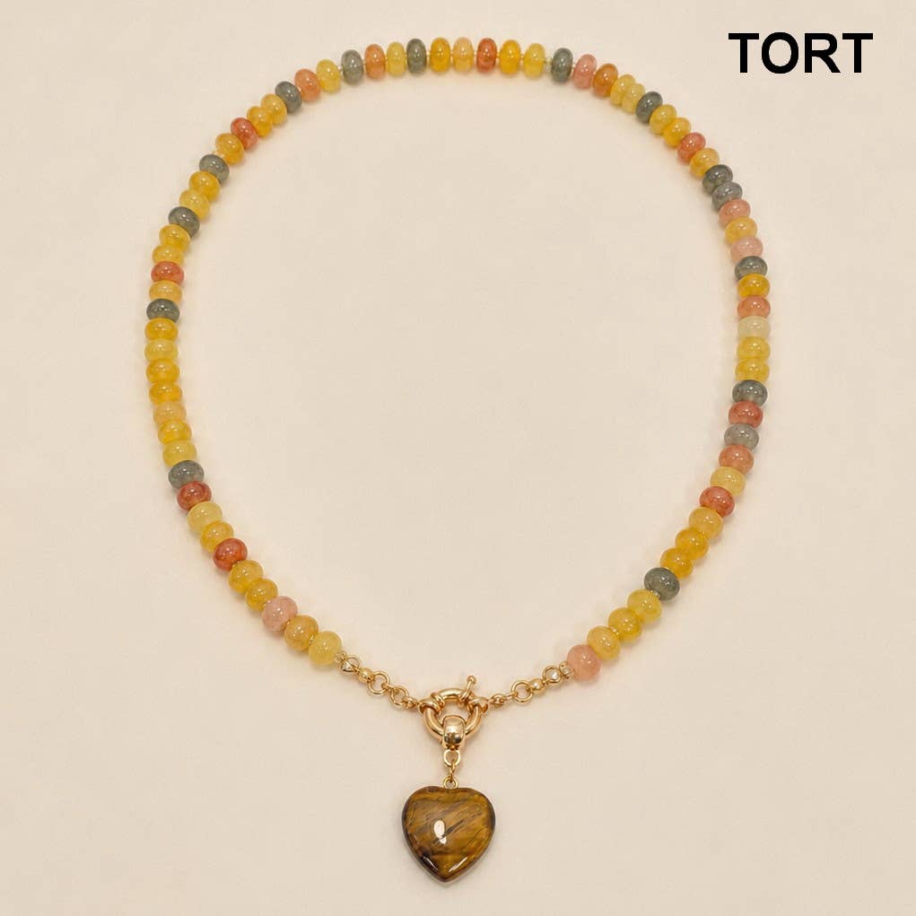 Natural Stone Semi-Precious Glass Mixed Necklace | 40NK9702