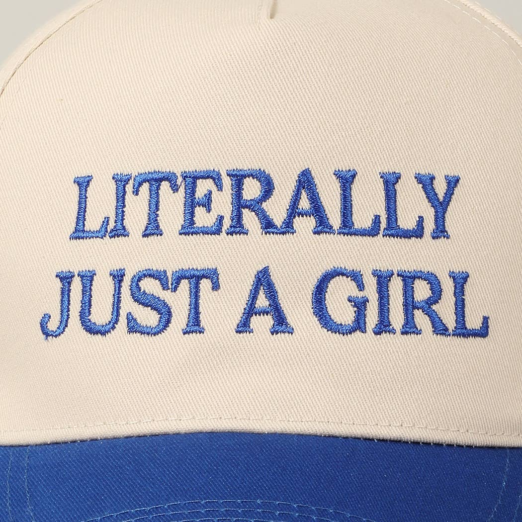 Literally Just A Girl Embroidery Two Tone Trucker Hat