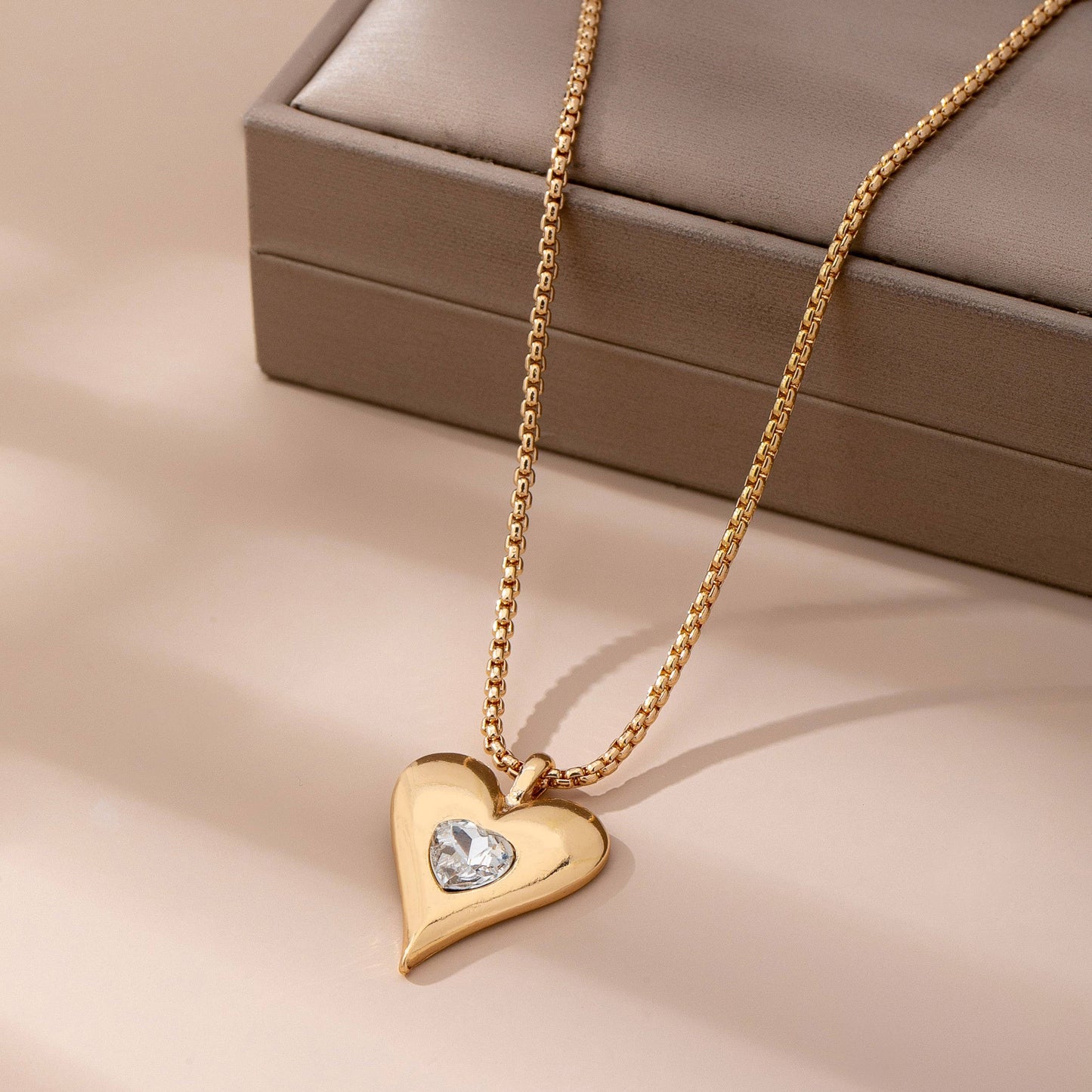 Gold-Tone Heart Pendant Necklace