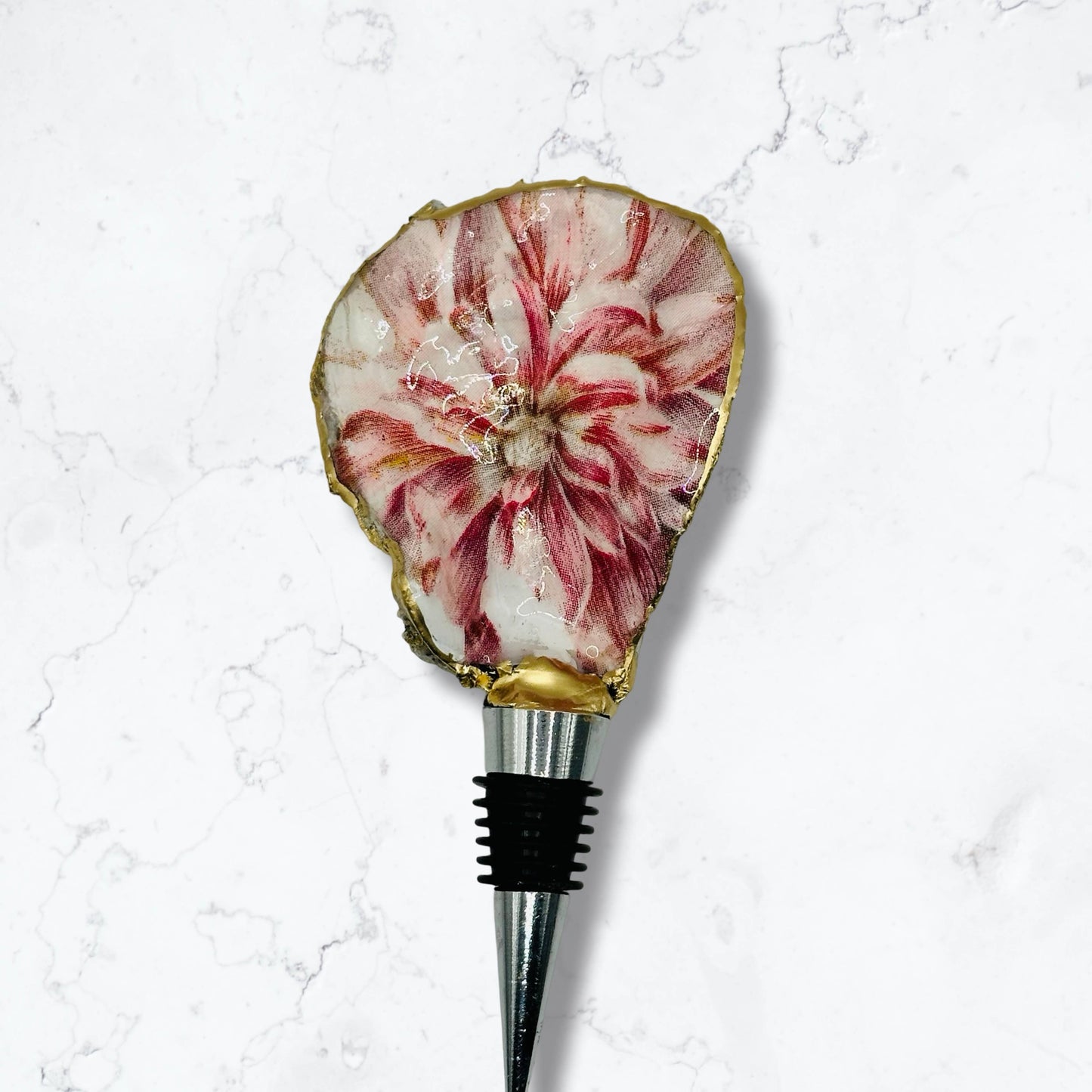 Vintage Red Dahlia Wine Stopper