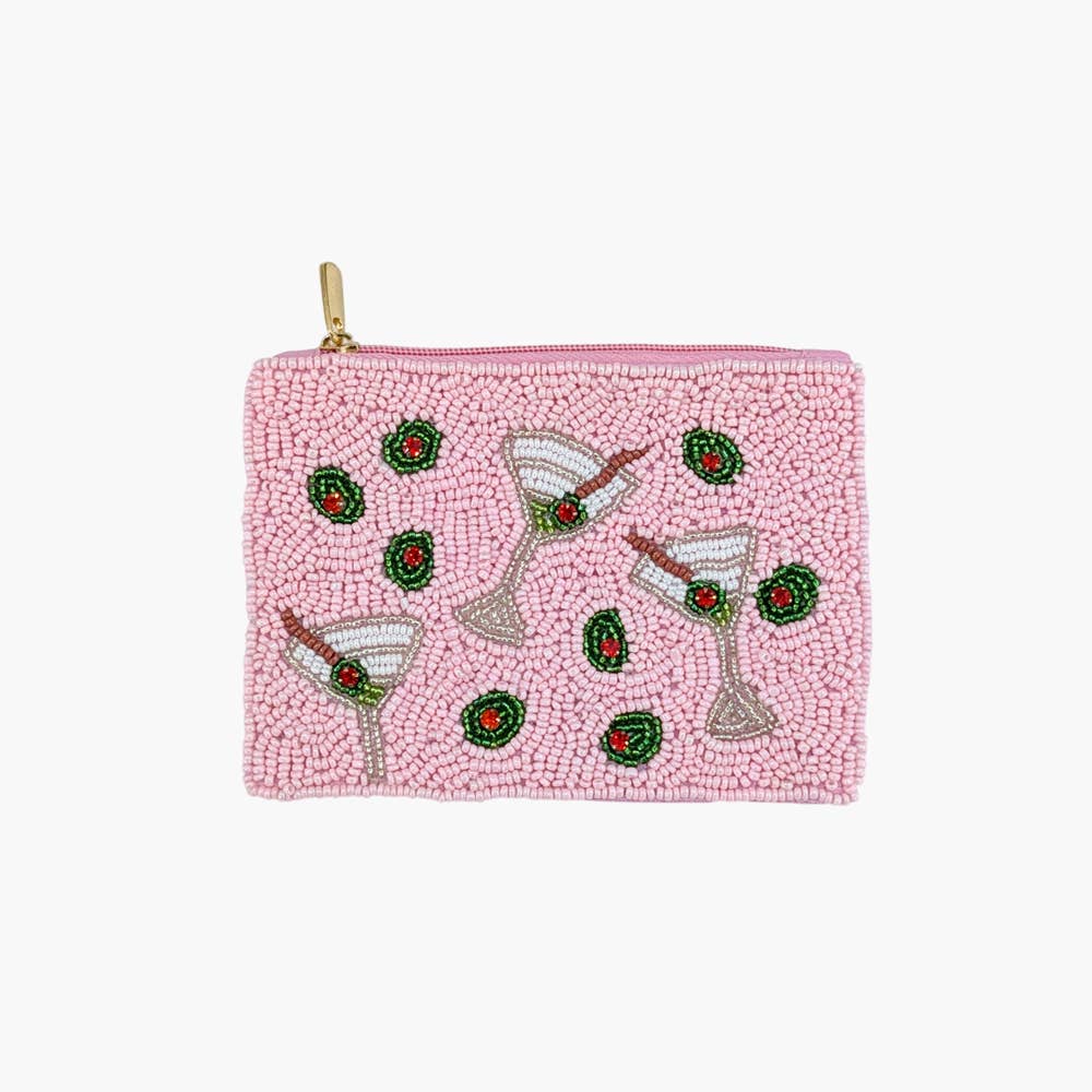 Beaded Martini Cocktail Coin Pouch