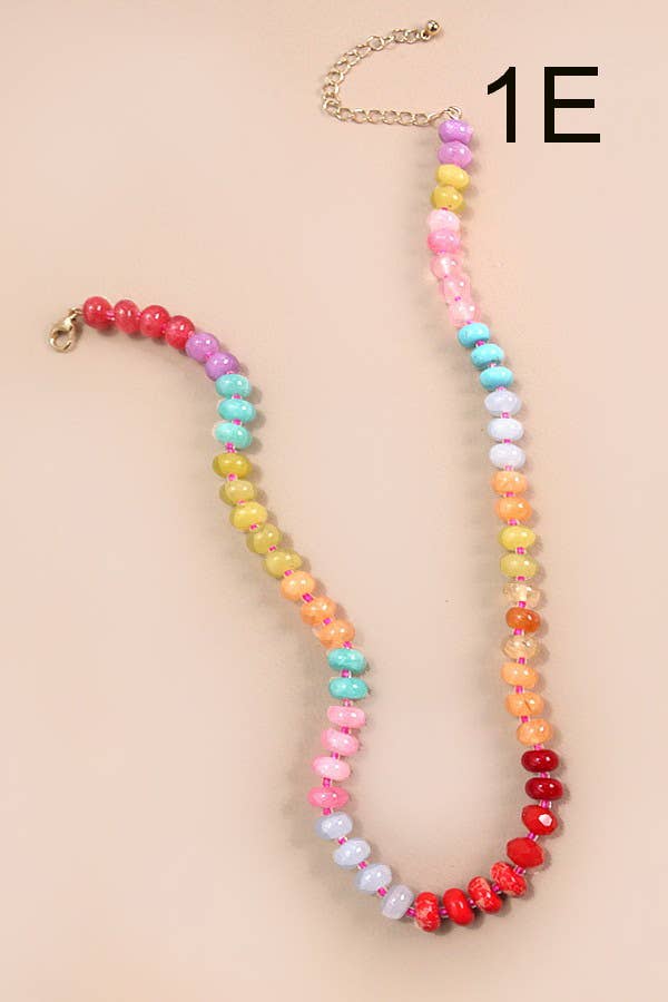 Candy Necklace - NATURAL AGATE GLASS SEMI PRECIOUS BEAD NECKLACE