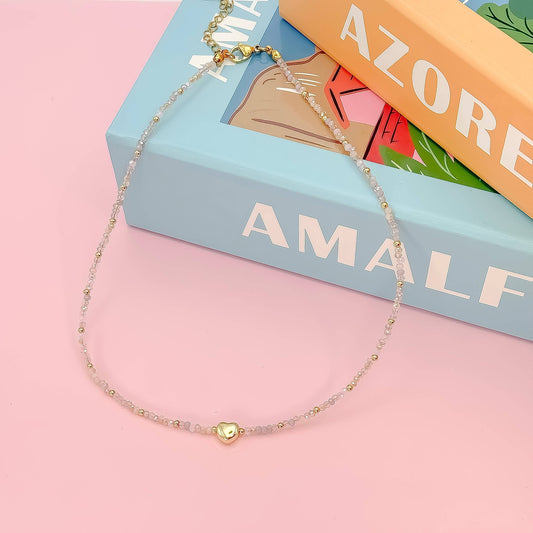  Tiny Gold Heartbeat Necklace 