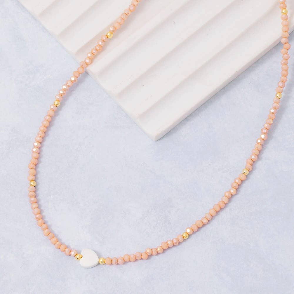 Dainty Multi Beaded Heart Charm Necklace