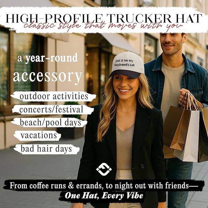 Two Tone Cap - Put It On My Husband's Tab - Black/Beige